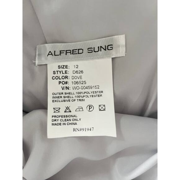 NWT | Alfred Sung | Dupioni Cocktail Bridesmaid Dress | Dove Gray | Size 12 - Picture 9 of 10